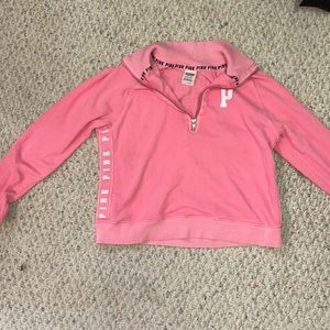 women’s pink quart zip sweatshirt
